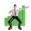 Salesman indicating sales growth 3D Illustration By Iconscout Store